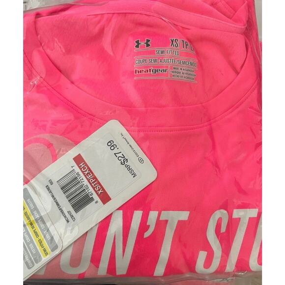 Under Armour UA PIP Pink Ribbon Breast Cancer I Won't Stop Shirt Womens XS - Picture 3 of 4